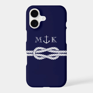 Nautical Rope and Anchor Monogram in Navy