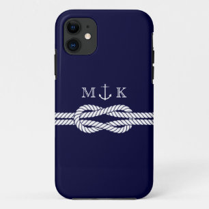 Nautical Rope and Anchor Monogram in Navy Case-Mate iPhone Case