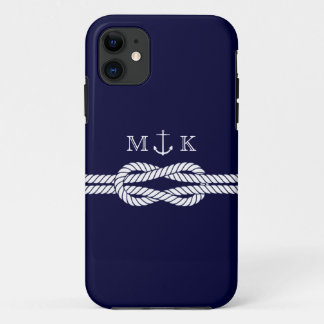 Nautical Rope and Anchor Monogram in Navy Case-Mate iPhone Case