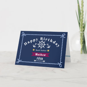 Nautical Rope Birthday Navy Blue Birthday Cards
