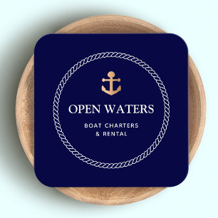  Nautical Rope Boat Anchor Marina Square Business Card