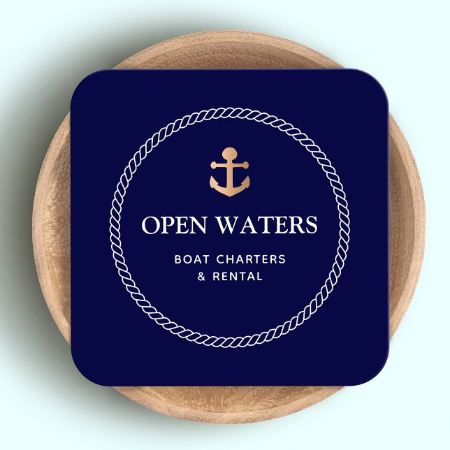  Nautical Rope Boat Anchor Marina Square Business Card (Creator Uploaded)