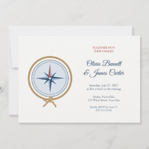 Nautical Rope Compass Wedding Invitation