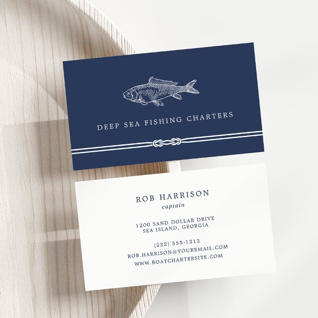 Nautical Rope | Fishing Charter Business Card (Creator Uploaded)