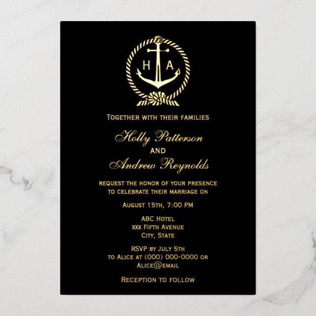 Nautical Rope Frame Anchor Monogram Init Wedding (Front)