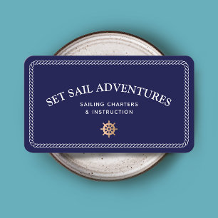 Nautical Rope Gold Ship Wheel Business Card