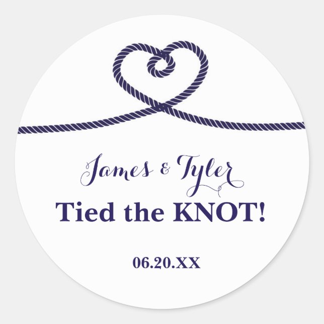 Nautical Rope Heart KNOT Wedding Bridal Sticker (Front)
