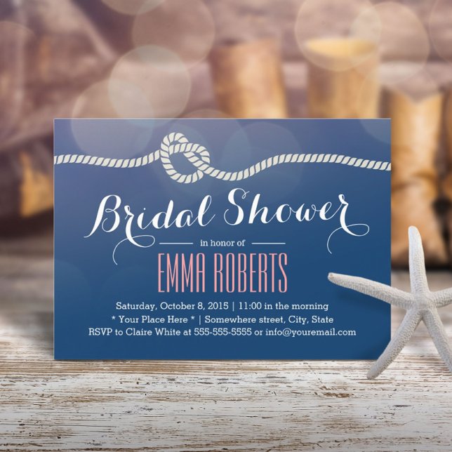 Nautical Rope Knot Elegant Bridal Shower Invitation (Creator Uploaded)