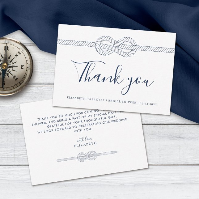 Nautical Rope Knot Modern Bridal Shower Thank You Card (Creator Uploaded)