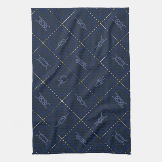 Nautical Rope Knot Pattern Tea Towel (Vertical)
