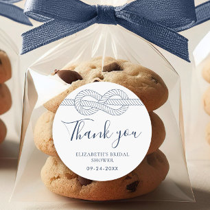 Nautical Rope Knot Thank You Bridal Shower Classic Round Sticker