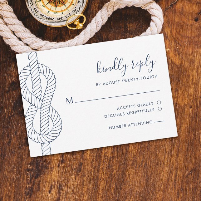 Nautical Rope Knot Wedding RSVP Card (Creator Uploaded)