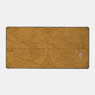 Nautical Rope Monogram Brown Map Desk Mat