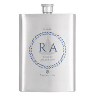 Nautical Rope Monogram Hip Flask