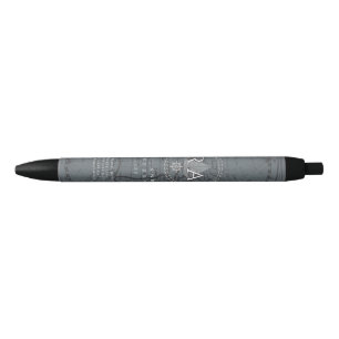 Nautical Rope Monogram Map Grey Black Ink Pen