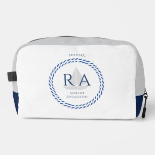 Nautical Rope Monogram White Dopp Kit