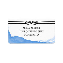 Nautical Rope Ocean Blue Watercolor  Label
