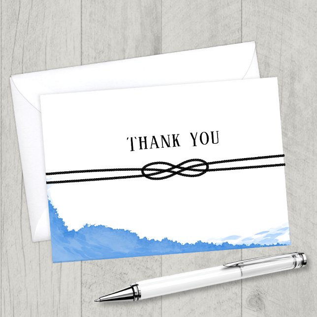 Nautical Rope Ocean Blue Watercolor Thank You (Creator Uploaded)