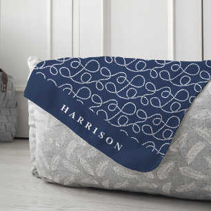 Nautical Rope Pattern Personalised Sherpa Blanket