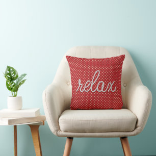 Nautical Rope Relax Text on Dots Cushion