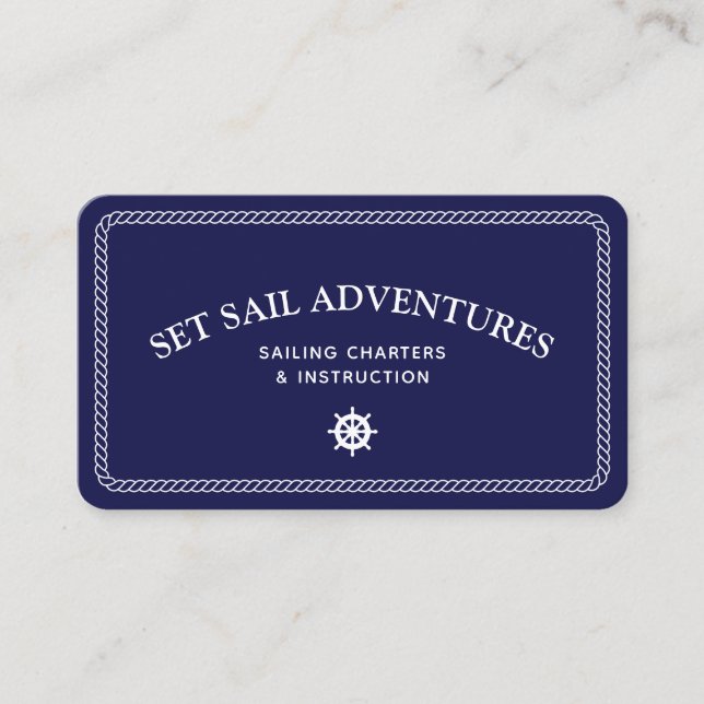 Nautical Rope Sailing Ship Helm Business Card (Front)