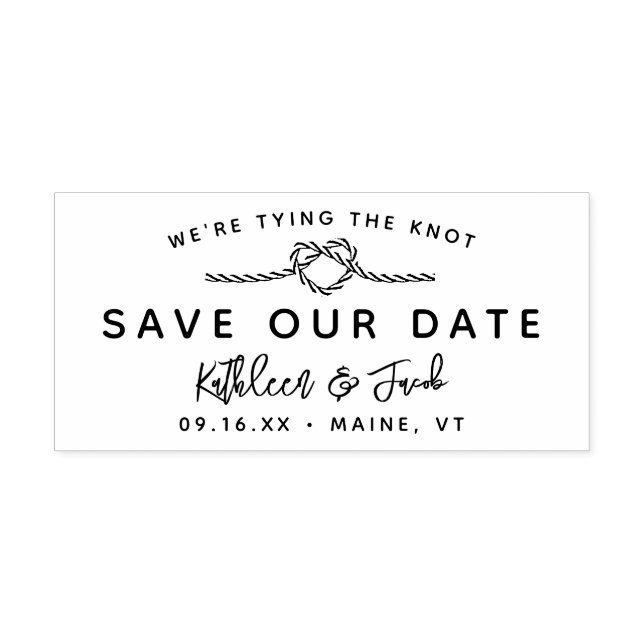 Nautical Rope Tying The Knot Save The Date Rubber Stamp (Imprint)