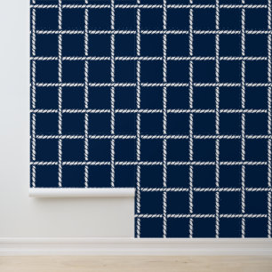 Nautical Rope Weave – Navy & White Coastal Wallpaper