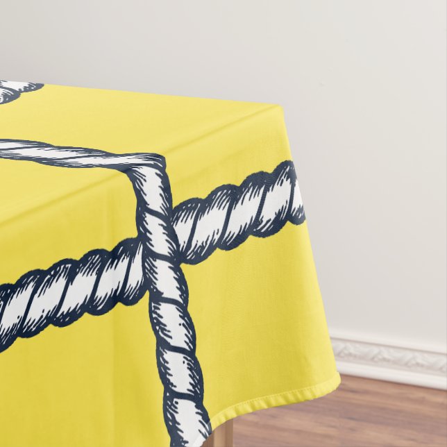 Nautical Rope Weave – Yellow Coastal  Tablecloth (In Situ)