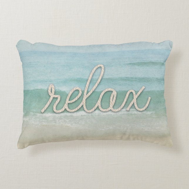 nautical rope word "relax on ocean decorative cushion (Front)