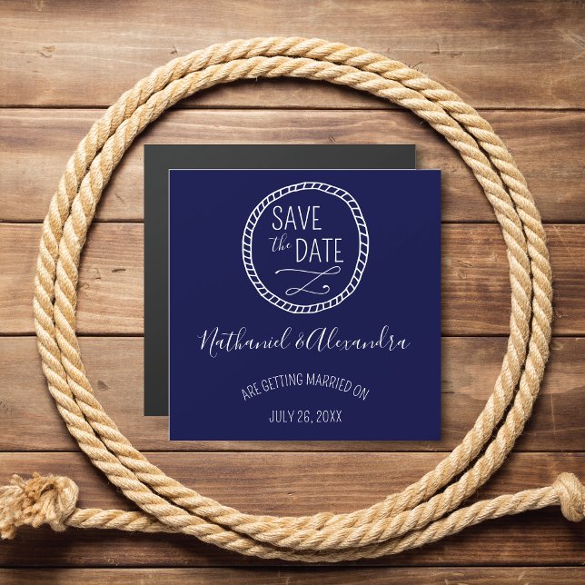 Nautical Rope Wreath Save the Date Magnetic Invitation (Creator Uploaded)