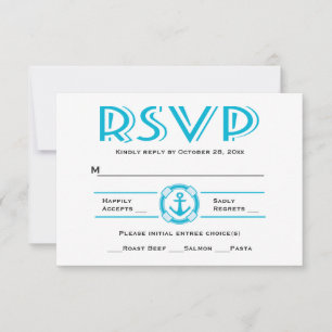 Nautical RSVP Blue Turquoise Ship Anchor Beach Card