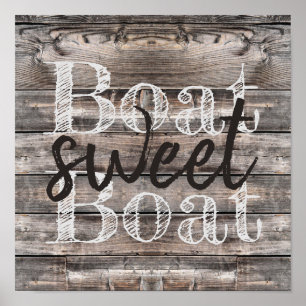 nautical rustic barnwood BOAT SWEET BOAT Poster