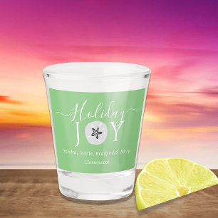 Nautical Sage Green Sand Dollar 3 Photo Christmas Shot Glass