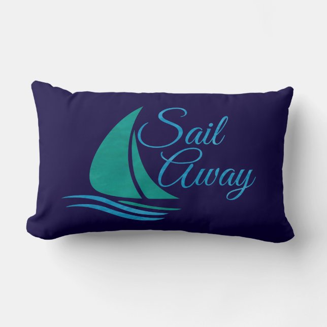 Nautical Sail Away Lumbar Cushion (Front)