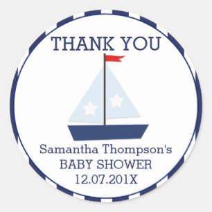Nautical Sail Boat Baby Shower Favour Sticker