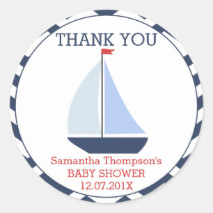 Nautical Sail Boat Baby Shower Favour Sticker