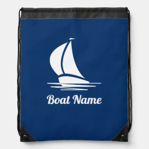 Nautical sail boat drawstring bag with custom name
