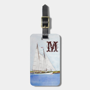 Nautical Sail Boat Sea Ocean Monogram Luggage Tag