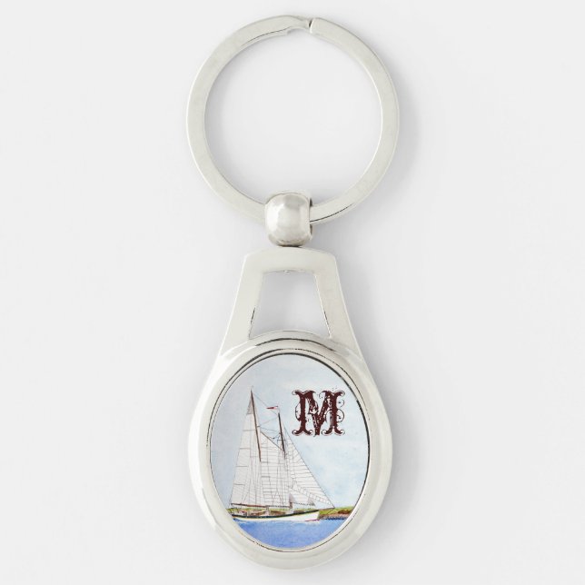 Nautical Sail Boat Sea Ocean Pirate Key Chain (Front)
