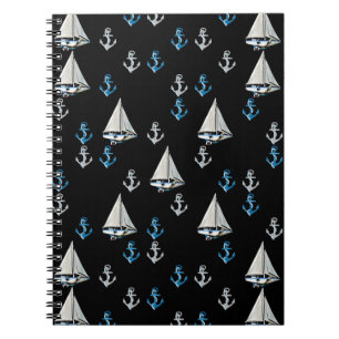 Nautical Sail Boats and Anchors Notebook