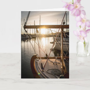 Nautical Sailboat And Sunset Photography Card