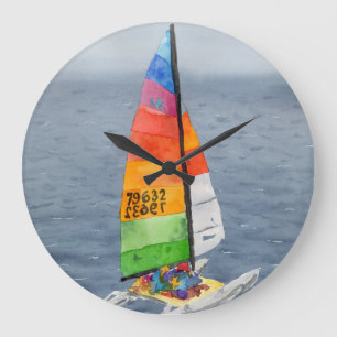 Nautical Sailboat Art Coastal Wall Clock