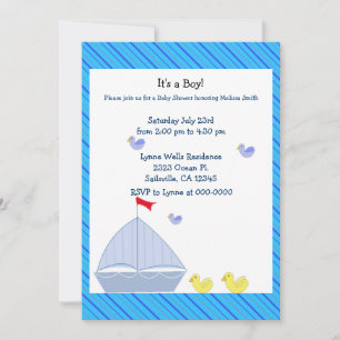 Nautical Sailboat Baby Boy Shower Invitation