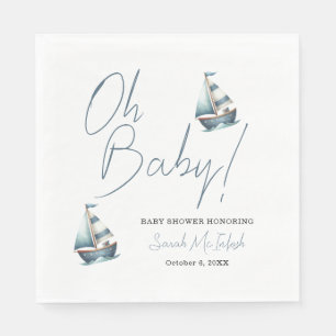 Nautical Sailboat Baby Shower Invitation Napkin