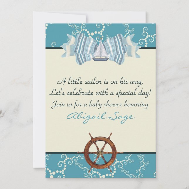 Nautical Sailboat Baby Shower Invites for Boys (Front)