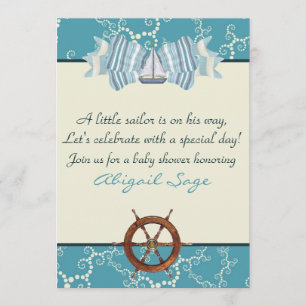 Nautical Sailboat Baby Shower Invites for Boys
