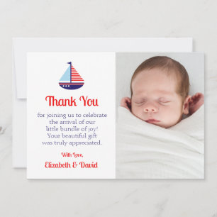 Nautical Sailboat Baby Shower Thank You Card