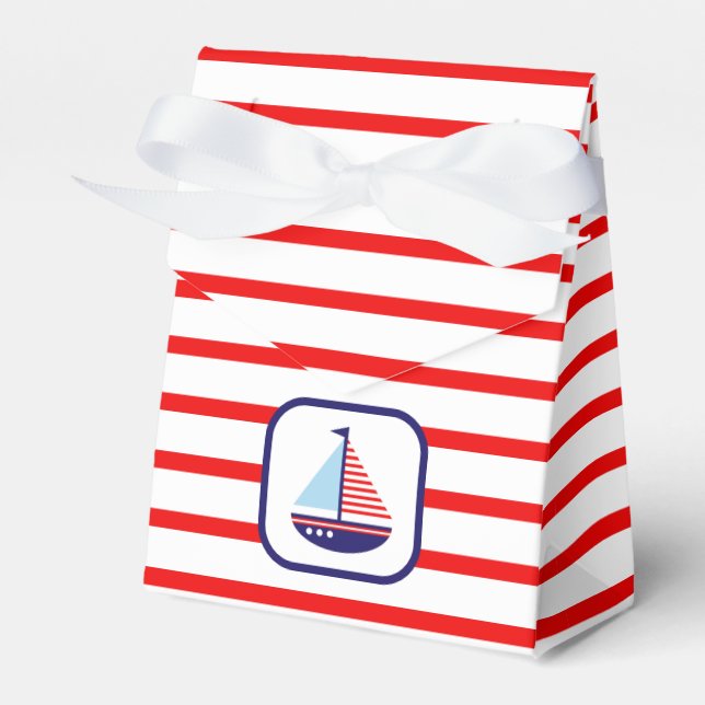 Nautical Sailboat Baby Shower Thank You Favour Box (Front Side)