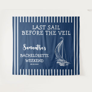 Nautical Sailboat Bachelorette Party Last Sail Tapestry