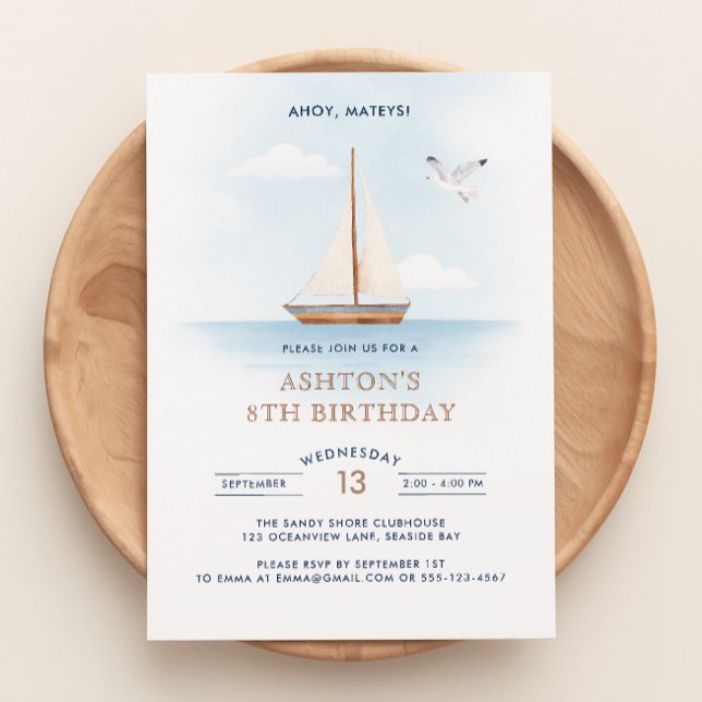 Nautical Sailboat  Birthday Invitation for Kids (Creator Uploaded)
